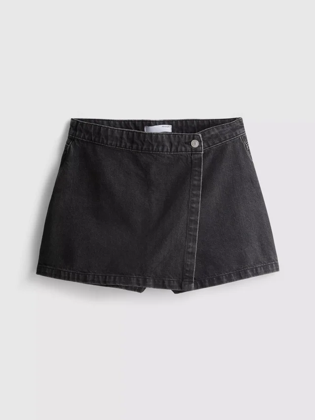 Skort i bomuldsdenim med høj talje