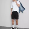 Slim-fit denimshorts med mellemhøj talje