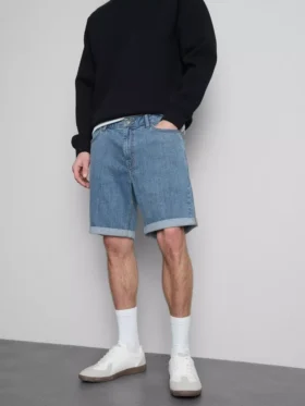Slim-fit denimshorts med mellemhøj talje