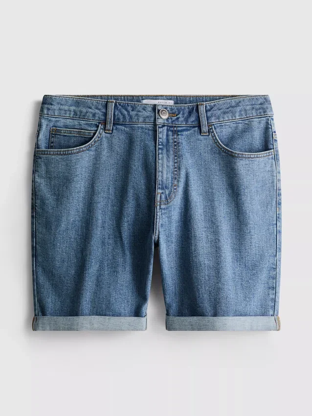 Slim-fit denimshorts med mellemhøj talje