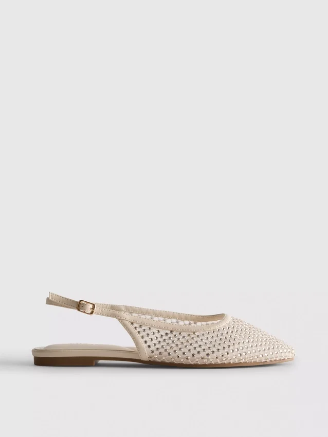 Slingback-ballerinasko med rhinestones