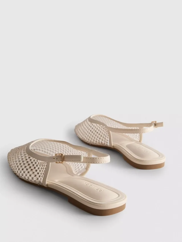 Slingback-ballerinasko med rhinestones