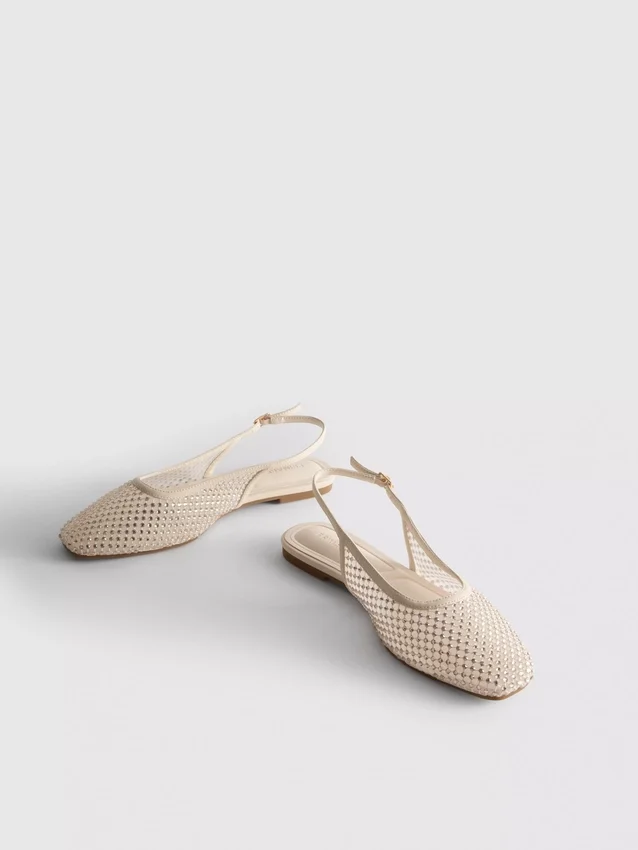 Slingback-ballerinasko med rhinestones