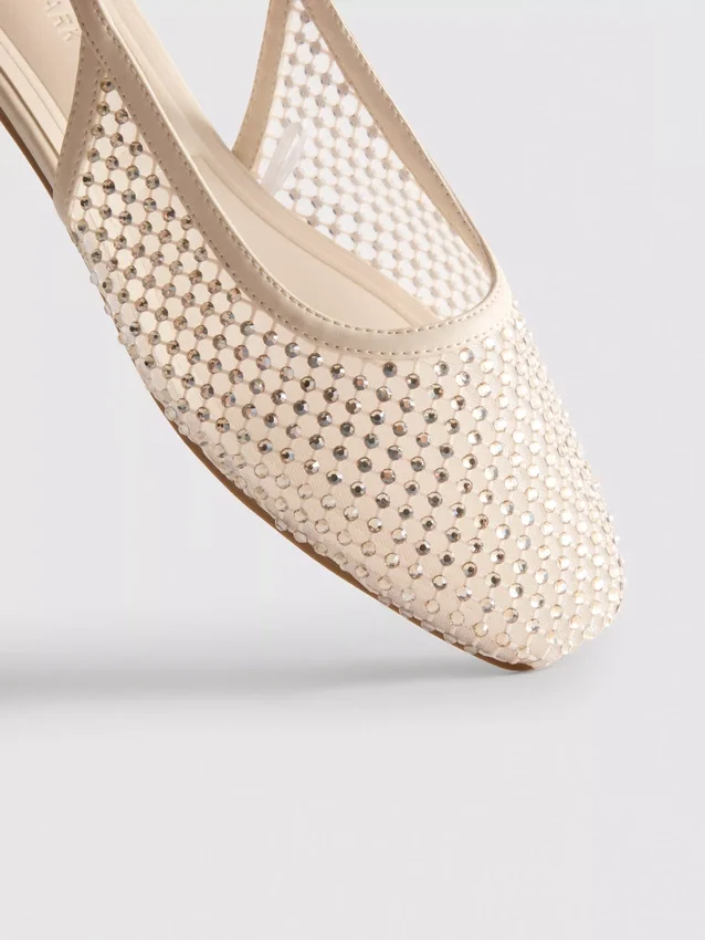 Slingback-ballerinasko med rhinestones