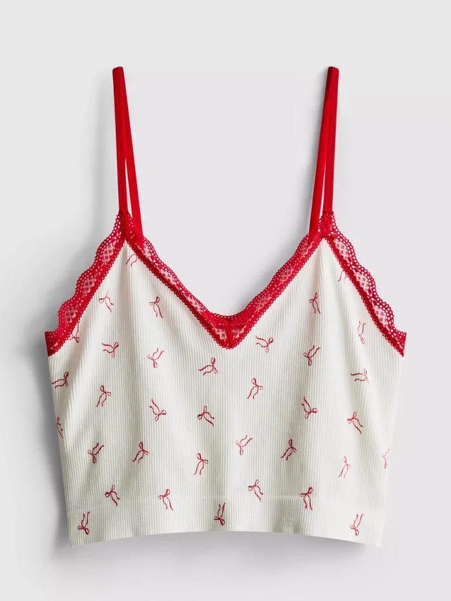 Sømløs, printet, kort pyjamasser-cami
