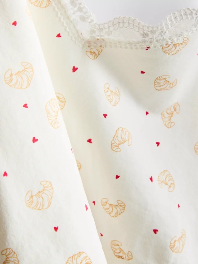 Sømløs, printet, kort pyjamasser-cami