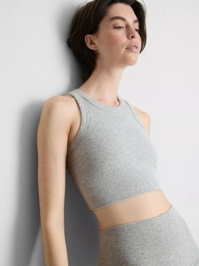 Sømløs, ribbet crop-top