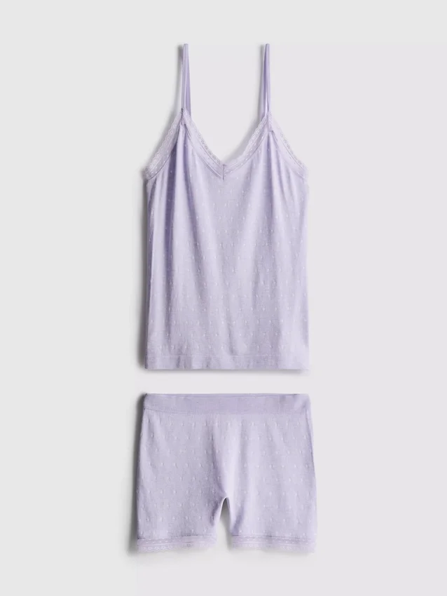 Sømløse pyjamasser med kort top og shorts