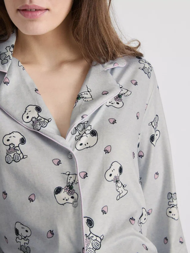 Snoopy-pyjamasser i boyfriend-stil med grafisk print