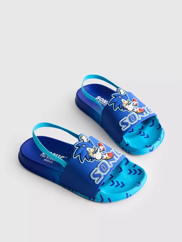 Sonic the Hedgehog-træsko med rem bagpå