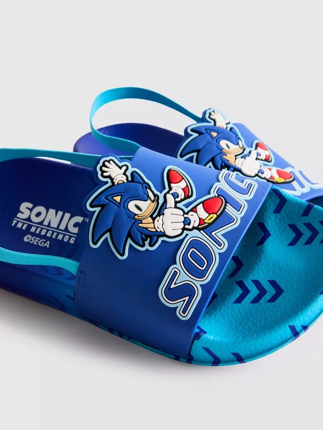 Sonic the Hedgehog-træsko med rem bagpå