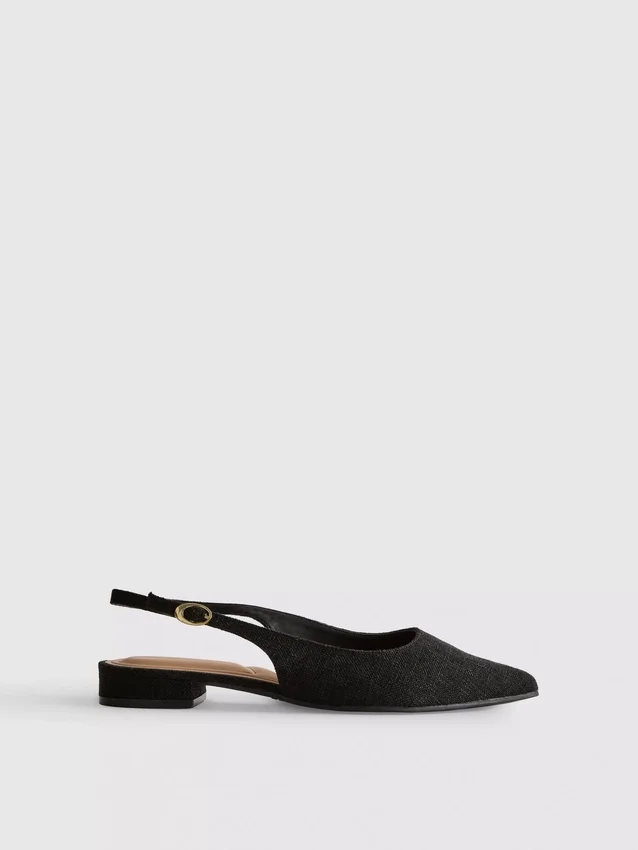 Spidse slingback-mules