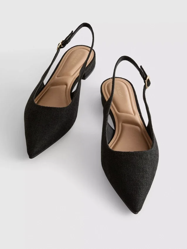 Spidse slingback-mules