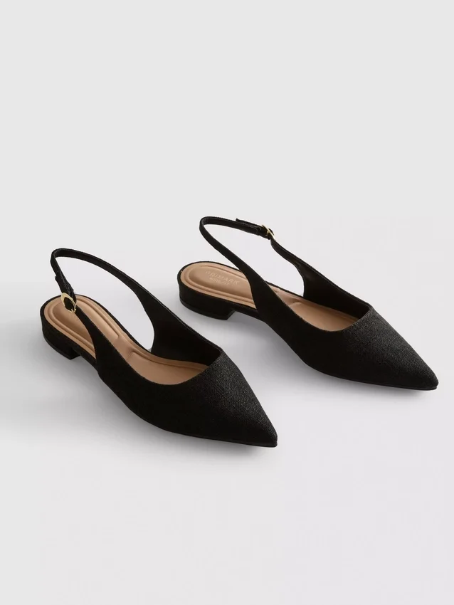 Spidse slingback-mules