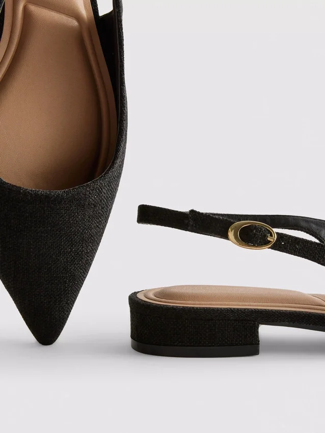 Spidse slingback-mules
