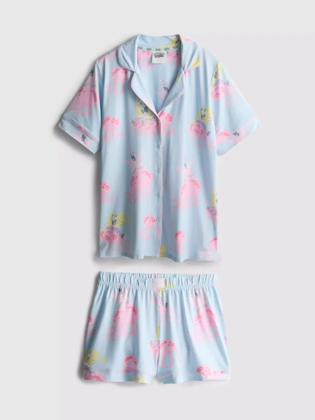 Spongebob Squarepants grafiske pyjamasser med boyfriend-shorts