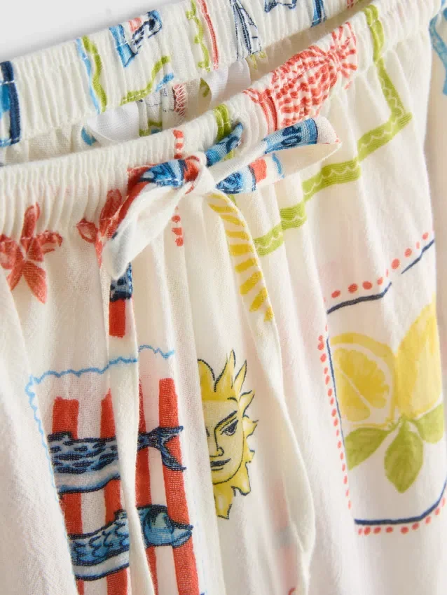 Strandbukser med bredt ben og print