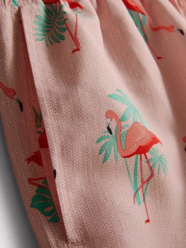 Strandshorts med flamingo-mønster