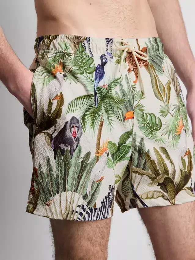 Strandshorts med struktur i jungle-design