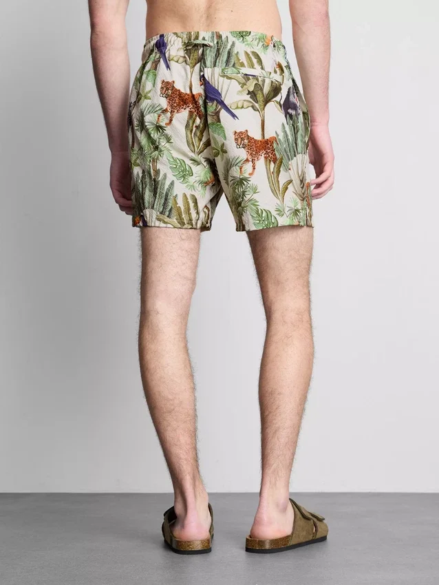 Strandshorts med struktur i jungle-design