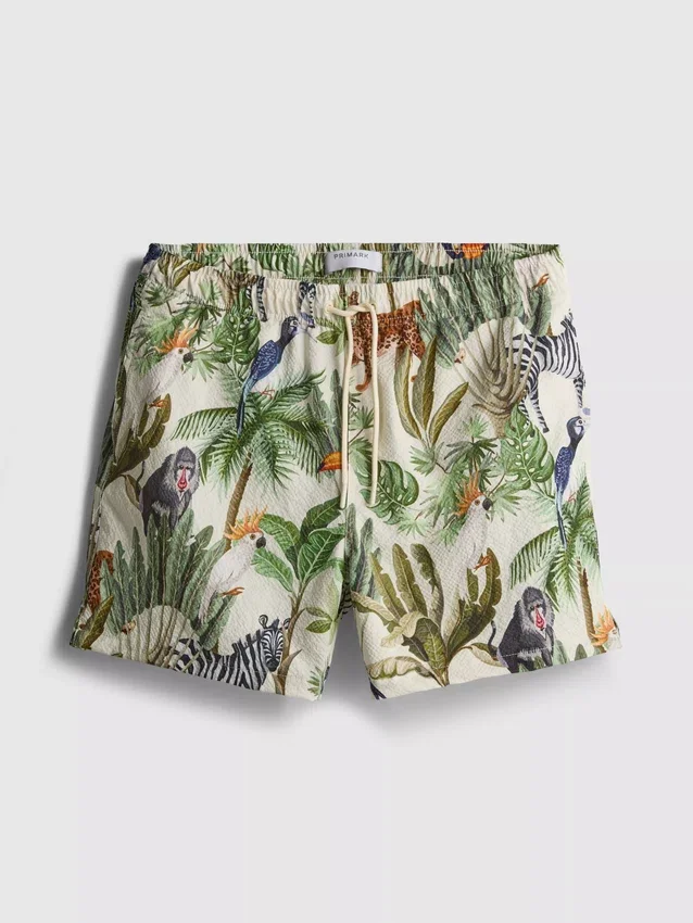 Strandshorts med struktur i jungle-design