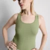 Stretch-tanktop med højt bomuldsindhold