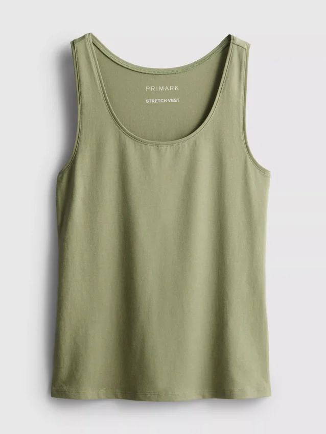 Stretch-tanktop med højt bomuldsindhold