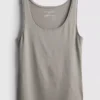 Stretch-tanktop med højt bomuldsindhold