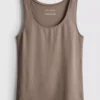 Stretch-tanktop med højt bomuldsindhold