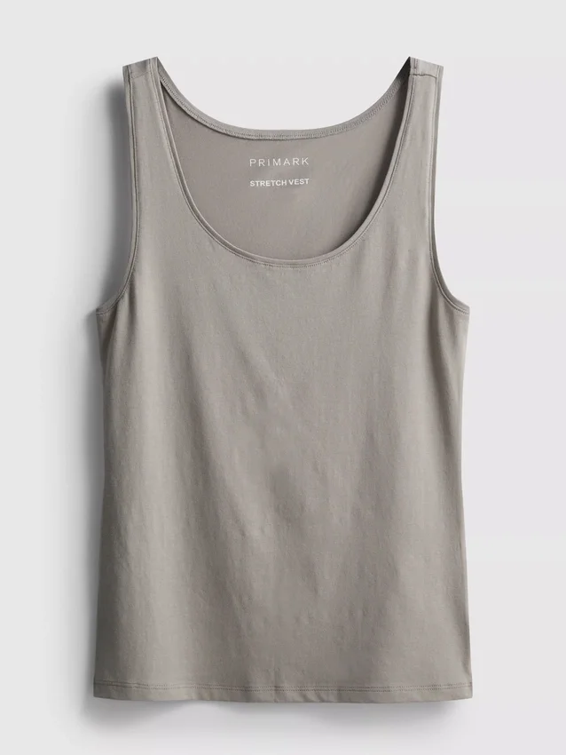 Stretch-tanktop med højt bomuldsindhold