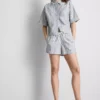 Stribede oxford-shorts med høj talje