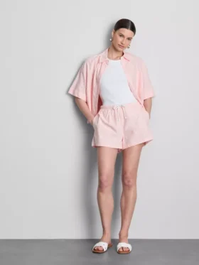 Stribede oxford-shorts med høj talje
