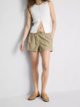 Stribede oxford-shorts med høj talje