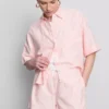 Stribede oxford-shorts med høj talje