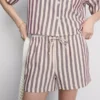 Stribede oxford-shorts med høj talje