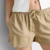 Stribede oxford-shorts med høj talje