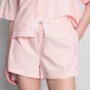 Stribede oxford-shorts med høj talje