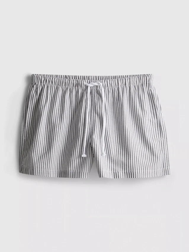 Stribede oxford-shorts med høj talje