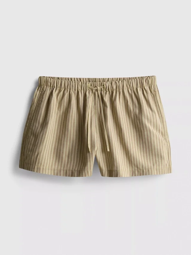 Stribede oxford-shorts med høj talje