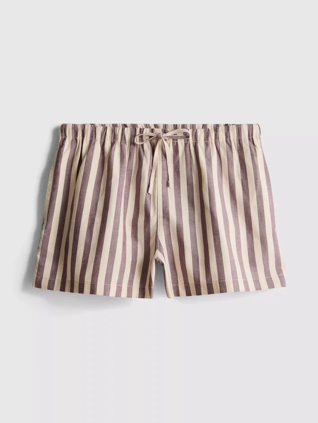 Stribede oxford-shorts med høj talje