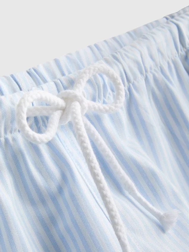 Stribede oxford-shorts med høj talje
