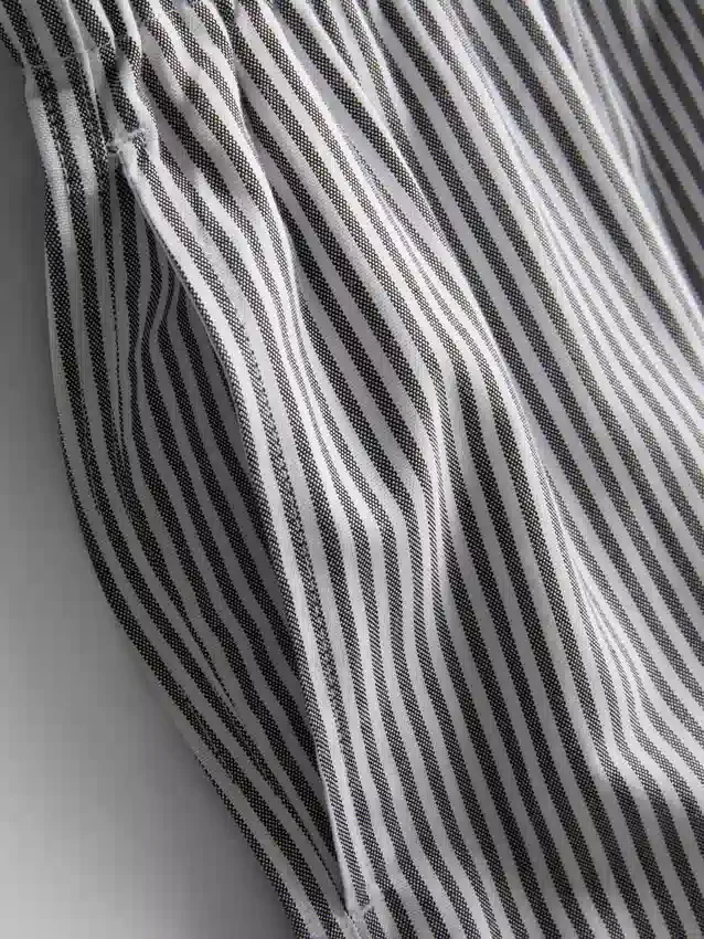 Stribede oxford-shorts med høj talje