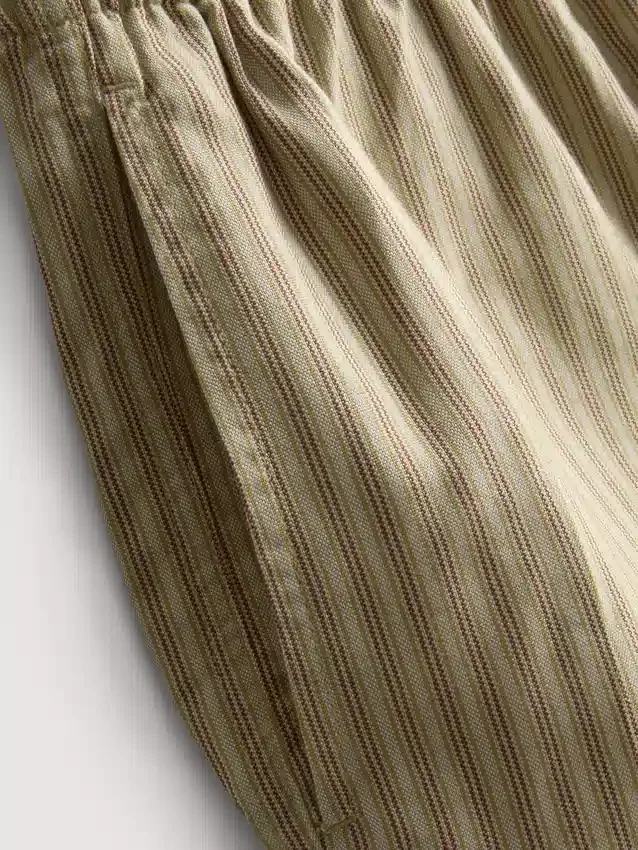 Stribede oxford-shorts med høj talje