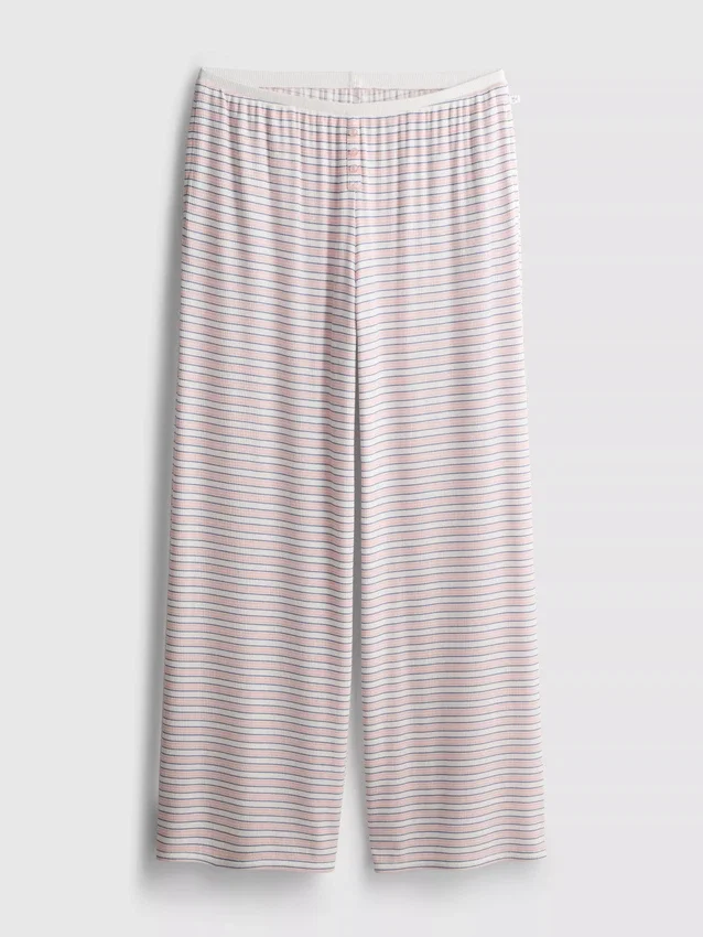 Stribede pyjamasbukser med ribkant