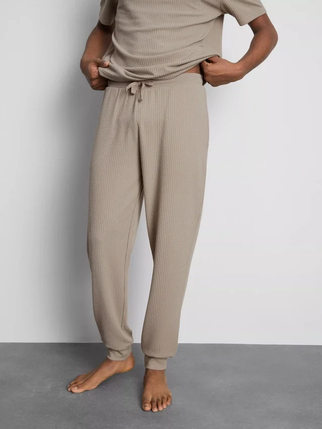 Stribede pyjamasbukser med struktur