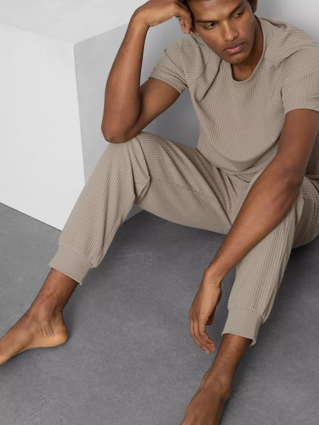 Stribede pyjamasbukser med struktur