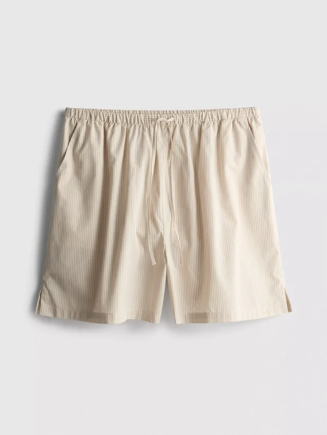 Stribede shorts i bomuldspoplin