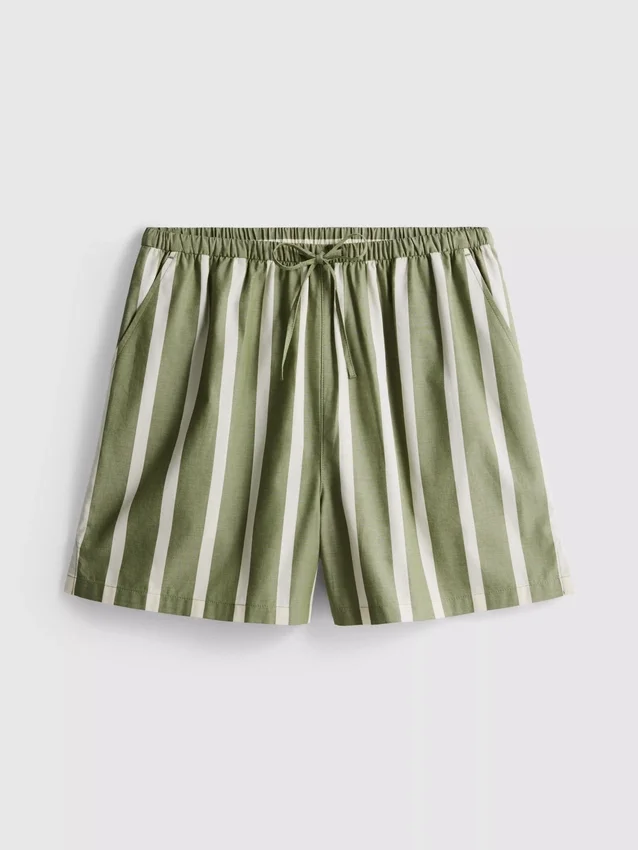 Stribede shorts i bomuldspoplin