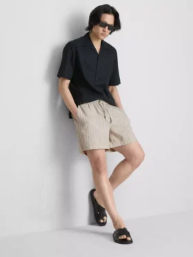 Stribede shorts i linneblanding