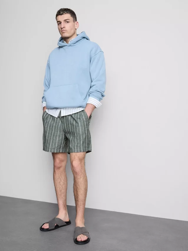 Stribede shorts i linneblanding